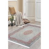 Dijidekor Kaymaz Taban Dijital Halı Yıkanabilir Salon Banyo Antre Mutfak Halısı Krem Pembe, 80x150