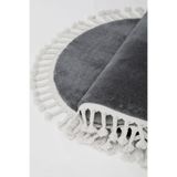 Dijidekor Koyu Gri Oval Post Peluş Dokuma Halı Saçaklı Salon Halısı, GRİ, 150x233