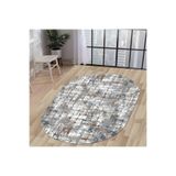 Dijidekor Ky7005 Multi Saçaksız Dijital Oval Halı Kaymaz Yıkanabilir Mutfak Antre Salon Halısı, Lacivert, 80x550