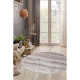 Dijidekor Ky7055 Vizon Saçaksız Dijital Yuvarlak Halı Kaymaz Yıkanabilir Mutfak Antre Salon Halısı, Lacivert, 120x120