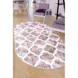 Dijidekor Maça Bej Saçaksız Dijital Oval Halı Kaymaz Yıkanabilir Yolluk, 140x200