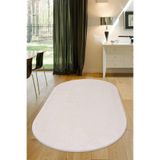 Dijidekor Peluş Halı Açık Vizon Cool Yıkanabilir Oval Post Yolluk Kilim Salon Halısı Modelleri, Krem-Açık 200x290