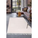 Dijidekor Peluş Halı Krem Cool Düz Desenli Saçaklı Kesme Post Yolluk Kilim Salon Halısı Modelleri, KREM-SAÇAKLI, 140x200