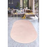 Dijidekor Pembe Oval Post Dokuma Halı Peluş Yumuşacık Antibakteriyel Çocuk Mutfak Salon Halısı, 200x500