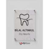 Dijidepo Firmaya Özel Diş Hekimi Kapı Tabelası - Şeffaf Pleksi Uv Baskılı Diş Kliniği Ofis Levhası - 50x60 cm