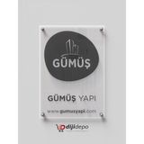Dijidepo Firmaya Özel Şeffaf Pleksi Ofis Kapı Tabelası 35X25 cm Lüks Tasarım Kurumsal Ofis Levhası