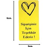 Dijital Barkod Siparişiniz Için Teşekkür Ederiz, Kalp Sembol Sticker Yapışkanlı Paketleme 3X6CM 100 Adet