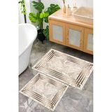 Dijital Baskı Çerçeveli Mermer Desen Kaymaz Taban 2Li Set Banyo Paspası Klozet Takımı (50X60cm-60X100cm) Kahverengi Tek Ebat