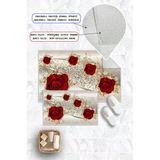 Dijital Baskı Gül Desen Kaymaz Taban 2Li Set Banyo Paspası Klozet Takımı (50X60cm-60X100cm) Krem Tek Ebat