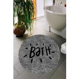 Dijital Baskı Kaymaz Taban Yıkanabilir Bath Yazılı Banyo Paspası Dc 8025 gri