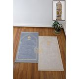 Dijital Baskı Kılıf Hediyeli Kalpli Seccade Eşli Çift Gelin Damat Çeyizlik Namazlık 75X120 - 75 x 120 cm - Çok Renkli