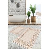 Dijital Baskı Kilim Desen Kaymaz Taban 2Li Set Banyo Paspası Klozet Takımı (50X60cm-60X100cm) Krem Tek Ebat