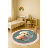 Dijital Baskı Köpek Desenli Kaymaz Taban Çocuk Ve Genç Odası Halısı H0370 Renkli 80 X 80
