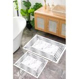 Dijital Baskı Mermer Desen Çerçeveli Kaymaz Taban 2Li Set Banyo Paspası Klozet Takımı (50X60cm-60X100cm) Gri Tek Ebat