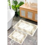 Dijital Baskı Mermer Desenli Kaymaz Taban 2Li Set Banyo Paspası Klozet Takımı (50X60cm-60X100cm) Gold Tek Ebat