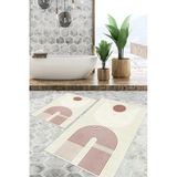 Dijital Baskı Modern Desen Kaymaz Taban 2Li Set Banyo Paspası Klozet Takımı (50X60cm-60X100cm) Pembe Tek Ebat