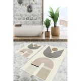 Dijital Baskı Modern Kaymaz Taban 2Li Set Banyo Paspası Klozet Takımı (50X60cm-60X100cm) Kahverengi Tek Ebat