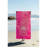 Dijital Baskı Plaj Deniz Havlusu Hamsa Lotus Mandala Desenli Peştamal Hvl0218 Renkli 80 X 160