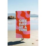 Dijital Baskı Plaj Deniz Havlusu One Day At A Time Desenli Peştamal Hvl0176 Renkli 80 X 160