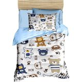 Dijital Baskılı 3D Pamuklu Yenidoğan Bebek Nevresim Takımı Bear Toy Blue