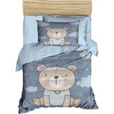 Dijital Baskılı 3D Pamuklu Yenidoğan Bebek Nevresim Takımı Blue Bear
