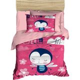 Dijital Baskılı 3D Pamuklu Yenidoğan Bebek Nevresim Takımı Cute Bee Pink