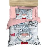 Dijital Baskılı 3D Pamuklu Yenidoğan Bebek Nevresim Takımı Cute Gnome Pink