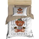 Dijital Baskılı 3D Pamuklu Yenidoğan Bebek Nevresim Takımı Love Me Everyday