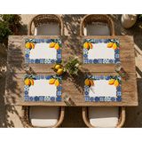 Dijital Baskılı 4 Adet Limon Desenli Mozaik Amerikan Servis 35X45 cm Akdeniz Temalı Dekoratif Servis Altlığı - Sarı