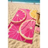 Dijital Baskılı 70x150cm Pembe Greyfurt Desenli Plaj Havlusu - Banyo Havlusu - Deniz Havlusu