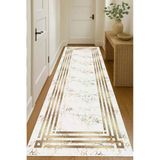 Dijital Baskılı Dekoratif Çerçeveli Kaymaz Taban Yıkanabilir Yolluk Halı Gold 60 X 100 Cm