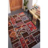Dijital Baskılı Kaymaz Dot Taban Makinede Yıkanabilir Modern Patchwork Desenli Halı Yolluk-d3009