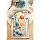 Dijital Baskılı Kaymaz Taban Yapay Zeka Tasarım Eğitici Küçük Çocuk Seccade Namazlık 60 x 100 - Krem