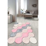 Dijital Baskılı Kaymaz Taban Yıkanabilir Lazer Kesim Salon Halısı Yolluk NLZR-HT-879 - 100 x 200 cm - Pembe