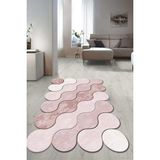 Dijital Baskılı Kaymaz Taban Yıkanabilir Lazer Kesim Salon Halısı Yolluk NLZR-HT-880 - 120 x 180 cm - Pembe - Krem