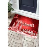 Dijital Baskılı Yıkanabilir Merry Christmas Temalı Kapı Önü Paspası (60 x 90)