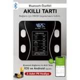 Dijital Bluetooth Baskül - Yağ Su Kas Vücut Kitle Endeksi Kilo Ölçer Tartı Vücut Analiz Cihazı Siyah siyah