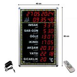 Dijital Cami Saati 40x60 Cm Siyah Kumandalı