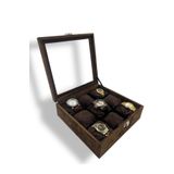 DİJİTAL ÇARŞI MAĞAZACILIK Richbox 9'lu Saat Kutusu Saat Çantası Alcantara Kahve