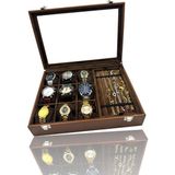 Dijital Çarşı Richbox 9'lu Saat Tesbih Bileklik Kolye Takı Kutusu Taba