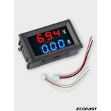 Dijital Dual Voltmetre Ampermetre Volt Akım Ölçer Dc 0-100v 10a Kırmızı-Mavi, Voltmetre, Ampermetre