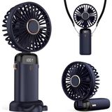 Dijital Ekranlı 5 Kademe Rüzgar Hızlı Mini Masaüstü Fan, Boyun Askılı Katlanabilir Şarj Edilebilir Taşınabilir Vantilatör, Telefon Standlı Şarjlı Soğutucu Fan - Çok Renkli
