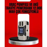 Dijital Ekranlı Araç Pompası Akü Takviye Powerbank 12.000 Mah Midastech - Çok Renkli