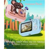 Dijital Fotoğraf Makinası Çocuk Fotoğraf Makinası Mini Kamera Mp3 Çalar / Retro Oyunlar / Ön Kamera - Açık Mavi