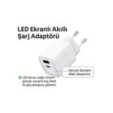 Dijital Göstergeli 30W Usb-C + Usb-A Gan Hızlı Şarj Adaptörü Seyahat Dostu, Ultra Güvenli