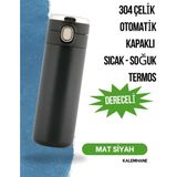 Dijital Göstergeli Otomatik Kapak Termos Kişiye Özel - 500 ml - Siyah