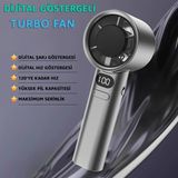 Dijital Göstergeli Taşınabilir Şarjlı El Fanı Vantilatör - LCD Ekran - Turbo Fan Vantilatör - Yüksek Pil Kapasitesi - Kolay Kullanım - Beyaz - Gri