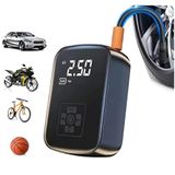 Dijital Kablosuz Şarjlı Hava Kompresörü, Taşınabilir Araç Lastik Bisiklet Top Şişirme Pompası, LCD Ekranlı Mini Kompresör, Powerbank Özellikli Otomatik Basınç Ayarlı Hava Pompası