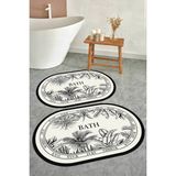 Dijital Kaymaz Yıkanabilir 8082 Beyaz Bath Modern Banyo Paspası Banyo Halısı Klozet Takımı