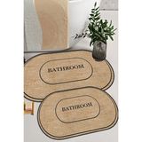 Dijital Kaymaz Yıkanabilir Jüt Görünümlü 8058 Bath Modern Banyo Paspası Banyo Halısı Klozet Takımı